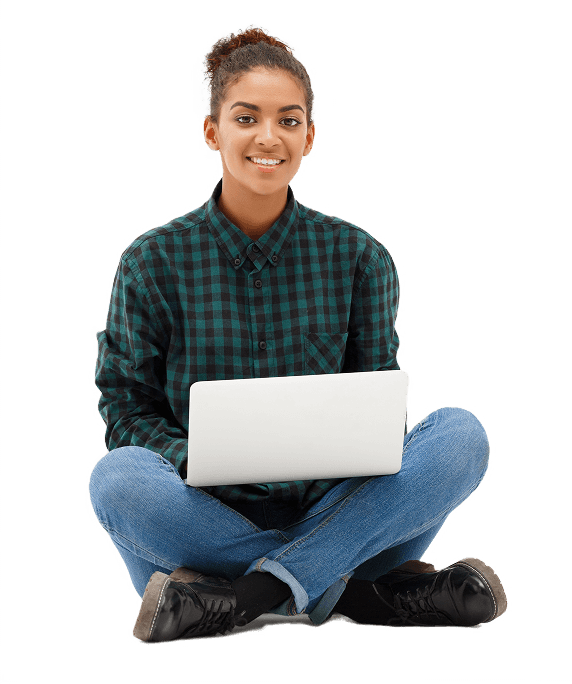 A Rezovex customer using her laptop